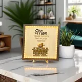 Personalisiertes Muttertags-Puzzle-Schild mit LED, individuelles Familienpuzzle mit Namen für Vater, Opa, Sie sind das Stück, das uns zusammenhält, Plaketten zum Vatertag (20 x 20 cm)