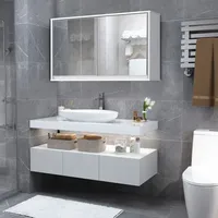 Costway Spiegelschrank Badezimmerspiegel mit Ablagen, Badezimmerspiegelschrank weiss, Wandschrank mit