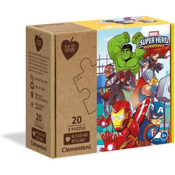 Clementoni® Steckpuzzle Play for Future Puzzle - Marvel Superhelden (2 x 20 Teile), Puzzleteile weiß