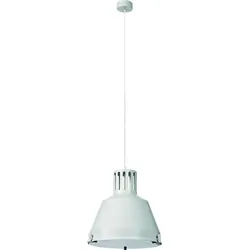 Licht-Erlebnisse Industrie Hängelampe Weiß Milchglas Ø33cm Metall