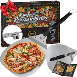 Heidenfeld Pizzaschieber Pompeji, klappbar, Aluminium + Gummi, Pizzaschaufel mit TPR-Griff