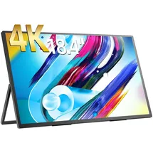 UPERFECT Portable Monitor 4K 18 Zoll Tragbarer Bildschirm UHD 3840 * 2160 mit Integrierter Halterung USB C Mini HDMI für Laptop PC Smartphone XBO Switch PS4/5, Metallkörper, VESA-montierbar
