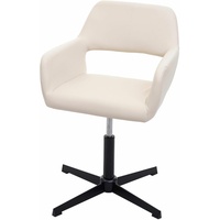 Stuhl HWC-A50 IV, Esszimmerstuhl, höhenverstellbar, Kunstleder creme Fuß schwarz