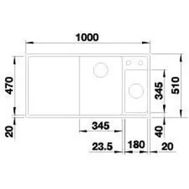 Blanco Axia III 6 S rechts tartufo + Excenterbetätigung + InFino + Holzschneidbrett
