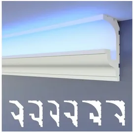 heximo LED-Stuckleisten 2in1 Weiß 12 St. 49 x 9 cm
