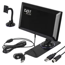 Maclean Brackets Maclean MCTV-948 Aktive Zimmerantenne DVB-T DVB-T2 Verstärkerantenne Antenne mit Verstärker Saugnapf Halterung USB 5V