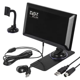 Maclean Brackets Maclean MCTV-948 Aktive Zimmerantenne DVB-T DVB-T2 Verstärkerantenne Antenne mit Verstärker Saugnapf Halterung USB 5V