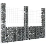 vidaXL Gabionenkorb U-Form mit 3 Säulen Eisen 260x20x200 cm