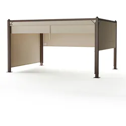 Blumfeldt Pantheon Cortina Pavillon 3x4m | wetterbeständig | Aluminium | pulverbeschichtet | Rollläden Braun / Beige