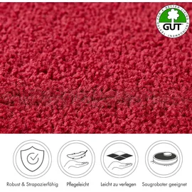 Andiamo Teppichboden ANDIAMO "Ines, Kräuselvelours, Gesamthöhe 8,5 mm, Luxusklasse LC2", rot, B:400cm L:450cm, Kunstfaser, Teppiche, Uni Farben, Breite 400 cm, strapazierfähig & pflegeleicht