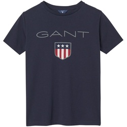 GANT Jungen T-Shirt - Teen Boys SHIELD Logo, Kurzarm, Rundhals, Baumwolle, uni Dunkelblau 176