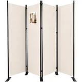 VOUNOT Vounot® Paravent Raumteiler 4 Teilig Freistehend Stoff Trennwand 228 x 30 x 164 cm Beige