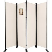 VOUNOT Vounot® Paravent Raumteiler 4 Teilig Freistehend Stoff Trennwand 228 x 30 x 164 cm Beige