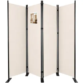 VOUNOT Vounot® Paravent Raumteiler 4 Teilig Freistehend Stoff Trennwand 228 x 30 x 164 cm Beige