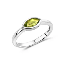 VIVANCE Fingerring "925/- Sterling Silber rhodiniert Peridot" Gr. 62, weiß, Fingerringe, Damen, 062 (19,7), 0,62, Silber 925 (Sterlingsilber), Fingerring