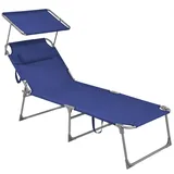 Modante Gartenliege, Alu, Dunkelblau, Metall, Textil, Füllung: Polyester, 71x38x200 cm, Kissen, verstellbares Dach, klappbar, Rückenlehne verstellbar, Gartenmöbel, Gartenliegen
