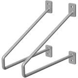ML-Design 2 Stück Regalhalterung 220 mm Silber aus Stahl Haarnadel Regalwinkel