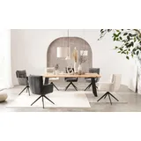 Esstisch HOME AFFAIRE "Hudson", beige (natur, schwarz), B:220cm H:77cm T:100cm, Tische, Esstisch, erweiterbar durch Ansteckplatte Hudson