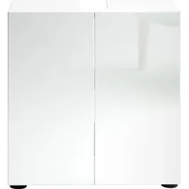 WELLTIME Waschbeckenschrank WELLTIME "MISTER, WBU, Bad-Unterschrank, 60 cm breit, 2 Türen, 2 Fächer", weiß, B:60cm H:62cm T:34cm, FSC-zertifizierter Holzwerkstoff, Schränke, Waschbeckenunterschrank, Badmöbel, Hochglanz lackiert, Made in Italy, mit Siphonausschnitt