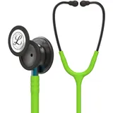 3M Littmann Classic III Stethoskop zur Überwachung, 5875, Smoke-Finish Bruststück, limonengrüner Schlauch, blauer Schlauchanschluss und rauchfarbener Ohrbügel, 69 cm