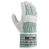 teXXor® Rindvollleder-Handschuhe MONTBLANC I, Leder Natur, Drell grün-rot-gestreift