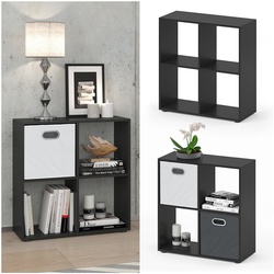 Vicco Raumteiler Tatra 4 Fächer Schwarz 70 x 70 cm - Regal Bücherregal Standregal Aktenregal Raumtrenner