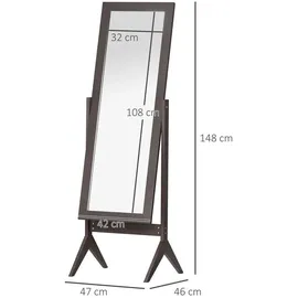 aosom Standspiegel, Braun, Glas, 46x148x47 cm, Spiegel, Standspiegel