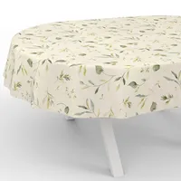 ANRO Wachstuchtischdecke abwaschbar Oval 180 x 140 cm Beige