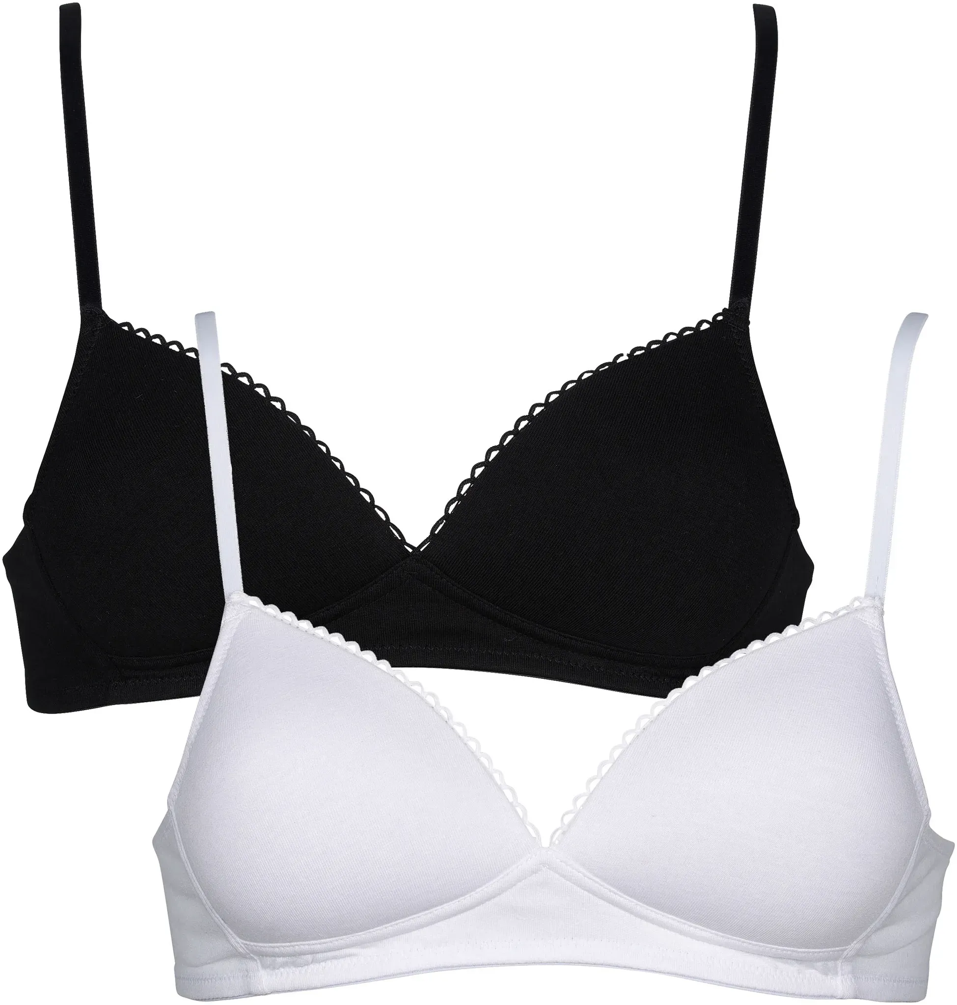 Bügelloser BH MY BASIC, Damen, Gr. 75, Cup B, schwarz-weiß (schwarz, weiß), Obermaterial: 95% Baumwolle, 5% Elasthan, unifarben, Basic, Basic, BHs, flache Verarbeitung, wattiert, ohne Bügel, basic, Baumwollmix