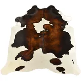 Fiico Echtes Kuhfell Braun-Weiß – 210 x 190 cm Premium Rinderfell Teppich aus Südamerika – Natürlich, einzigartig & langlebig – Wohnraumdeko für Wohnzimmer, Büro & Chalet
