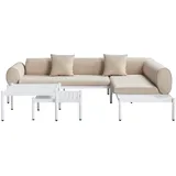 Beliani Lounge-Set, Beige, Weiß, Metall, L-Form, Loungemöbel, Loungemöbel-Sets