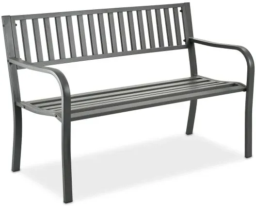 Relaxdays Gartenbank aus Metall Grau