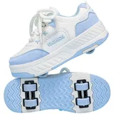 Surwin Schuhe mit Rollen für Mädchen,Schuhe mit Rollen Versenkbarer, Rollschuhe Abnehmbar Begehbar Outdoor, Rollschuhe Kinder/Jugendliche, für Jungen Turnschuhe (Blau,34) - 34 EU