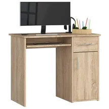 abamihome | Pc-schreibtisch Pin In Der Farbe Sonoma-eiche Schublade, Und 3 Ablagen B90 x H74 x T50 cm,