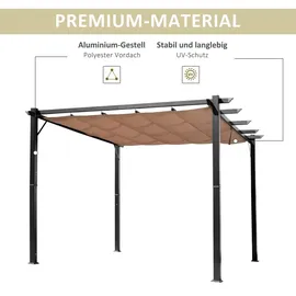 Outsunny Pergola Pavillon 3 x 4 m Grau/Braun