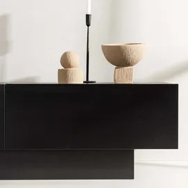 VCM Cuenca TV-Lowboard 160 x 47 x 45 cm Schwarz Glas/Holz/MDF/Melamin/Holzwerkstoff