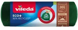 Vileda ECO+ Müllbeutel, 30 Liter, mit Zugband 172184 , 1 Karton = 18 Rollen à 15 Beutel