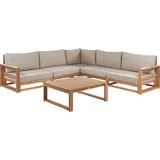 Beliani Lounge Set 5-Sitzer Loungeset Hellbraun