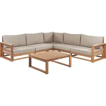 Beliani Lounge Set 5-Sitzer Loungeset Hellbraun