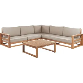 Beliani Lounge Set 5-Sitzer Loungeset Hellbraun