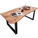 Sam Esstisch Baumkante massiv Akazie natur 140 x 80 schwarz QUINN