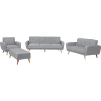 6-Sitzer Sofa Set hellgrau verstellbar mit Ottomane FLORLI