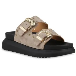 Damen Plateau Sandaletten in Khaki