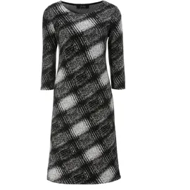 Aniston SELECTED Jerseykleid Shirtkleid Gemustert Schwarz/Weiß/Grau 36