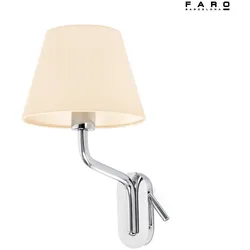 Faro Wandleuchte ETERNA E27, IP20, Leser links, chrom, beige FAR-24007-11