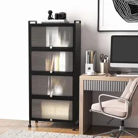 Costway Küchenregal auf Rollen, Vorratsschrank Küche hoch, mit aufklappbaren PC-Türen & Kippschutz, Standregal Hochschrank für Küche Esszimmer Wohnzimmer (Weiß)