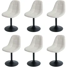 Mendler 6er-Set Esszimmerstuhl HWC-A60, Küchenstuhl Stuhl Drehstuhl, Stahl Stoff/Textil Bouclé (450g/m2) creme