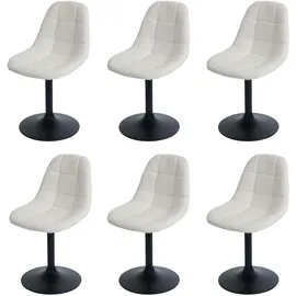Mendler 6er-Set Esszimmerstuhl HWC-A60, Küchenstuhl Stuhl Drehstuhl, Stahl Stoff/Textil Bouclé (450g/m2) creme