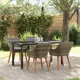 vidaXL 5-teiliges Garten-Essset in Grau Poly Rattan