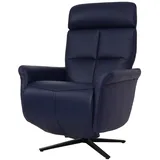 Mendler Relaxsessel HWC-L10, Design Fernsehsessel TV-Sessel Liegesessel, Liegefunktion drehbar, Voll-Leder ~ blau